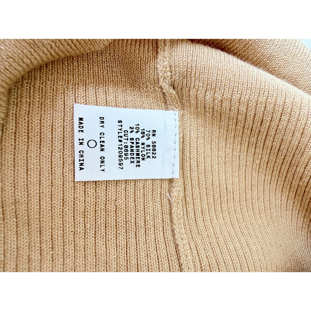 Max Studio Camisole Women S Tan Silk Cashmere Ribbed Cross Back Tank - Picture 7 of 8